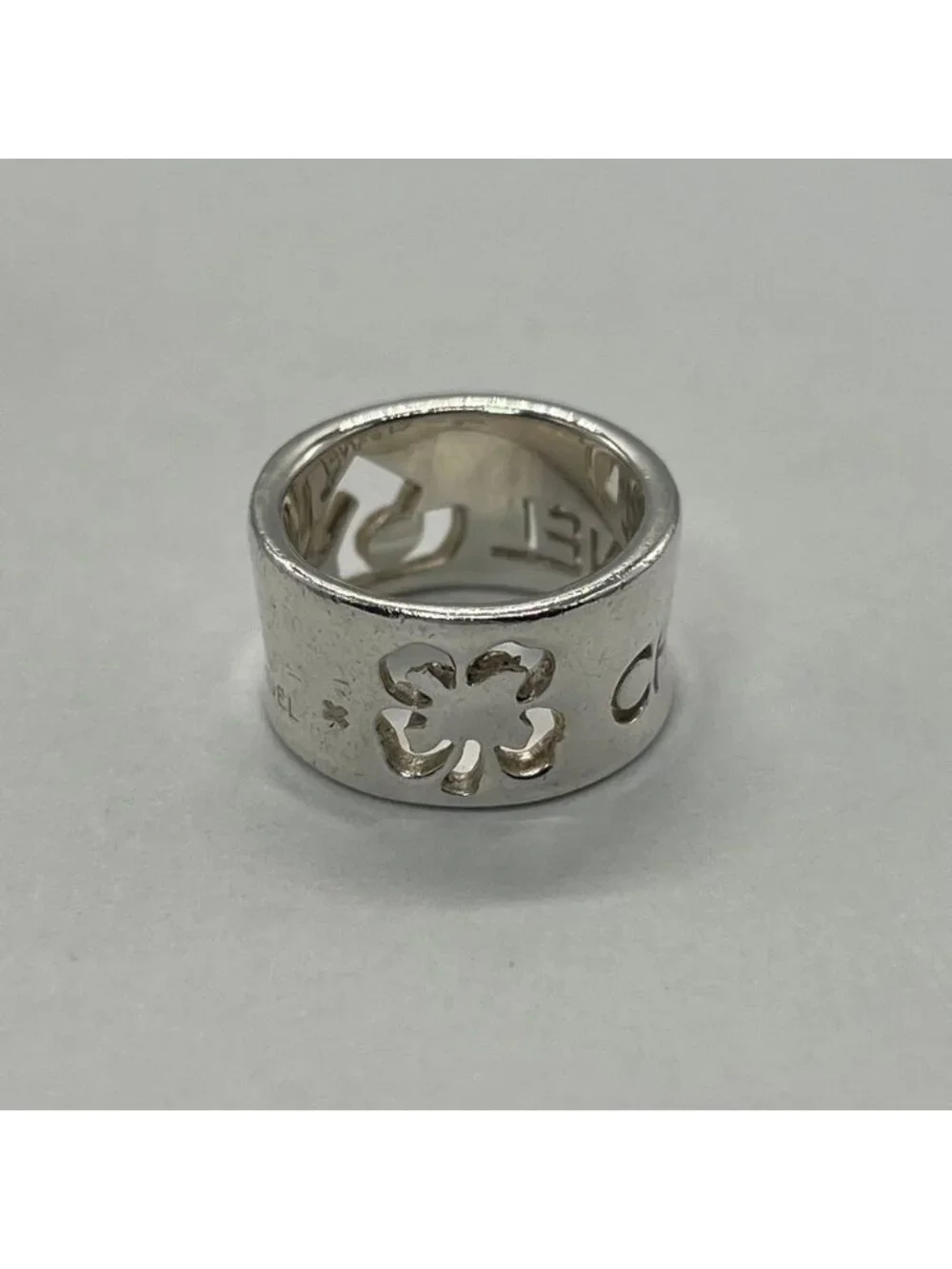 Chanel Logo Wide Ring Clover